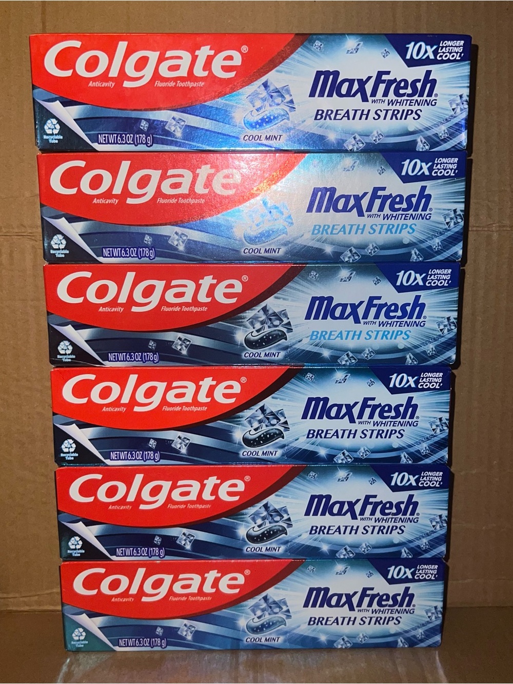 6X- Colgate Maxfresh 6.3oz cool mint  toothpaste